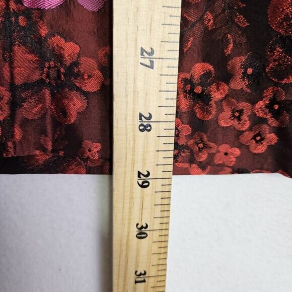 Teri Jon Rickie Freeman Jacquard Skirt Taffeta Floral Formal Midi Full Red 12 - Picture 15 of 16